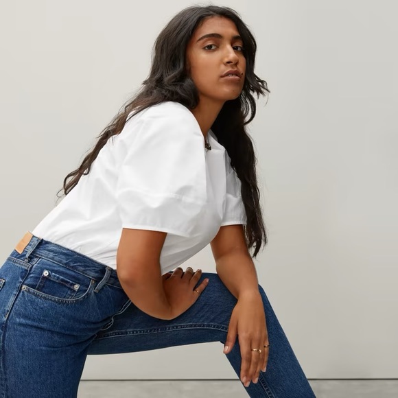 Everlane The Circle-Back Top White Size 0 NWT - Picture 2 of 5